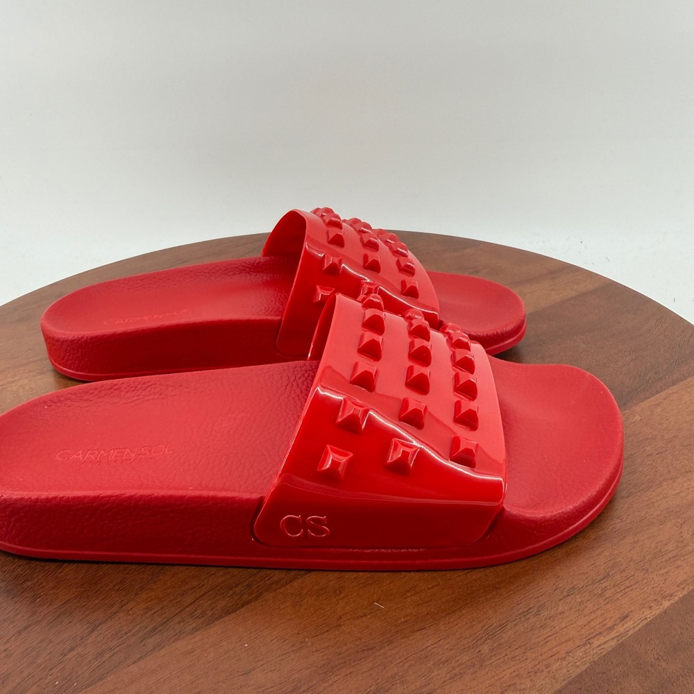 Carmen Sol Franco Slide Red Studded Jelly Sandal Made in Italy Women EU 40/US 9